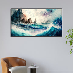 Sailing Boat on the Sea Wave Canvas Wall Painting