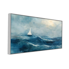 Abstract Sailing Boat Stuck on the Sea Wave Canvas Wall Painting