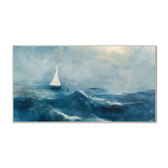 Abstract Sailing Boat Stuck on the Sea Wave Canvas Wall Painting