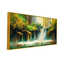 Vibrant Waterfall Landscape Vastu Canvas Wall Painting