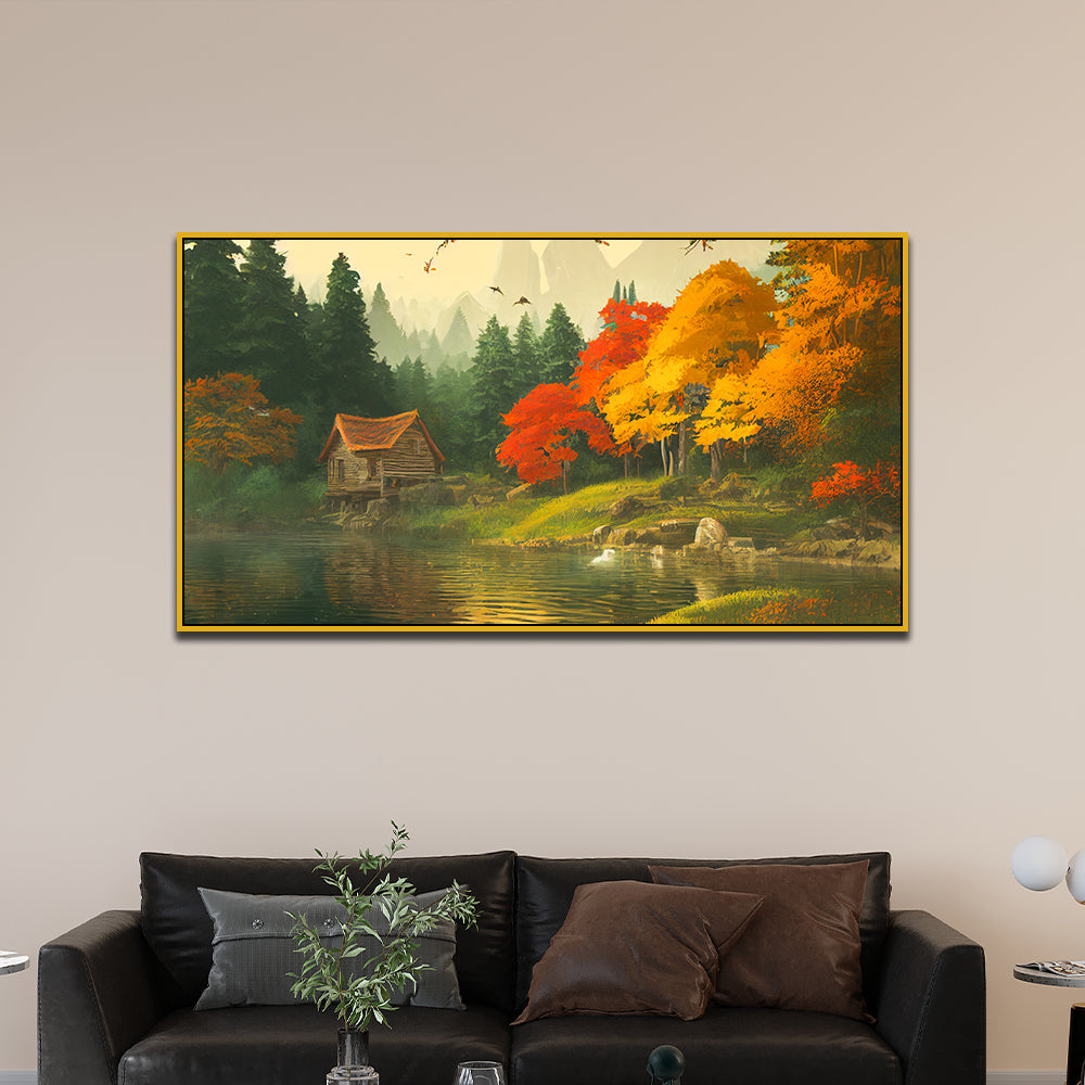 Abstract Nature Canvas Painting for Wall Décor with Floating Frame