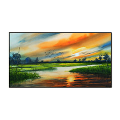 Lake Reflection Stunning Nature Canvas Wall Painting for Home and Office Décor