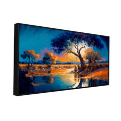 Nature Mountain River Abstract Canvas Wall Painting