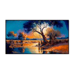 Nature Mountain River Abstract Canvas Wall Painting