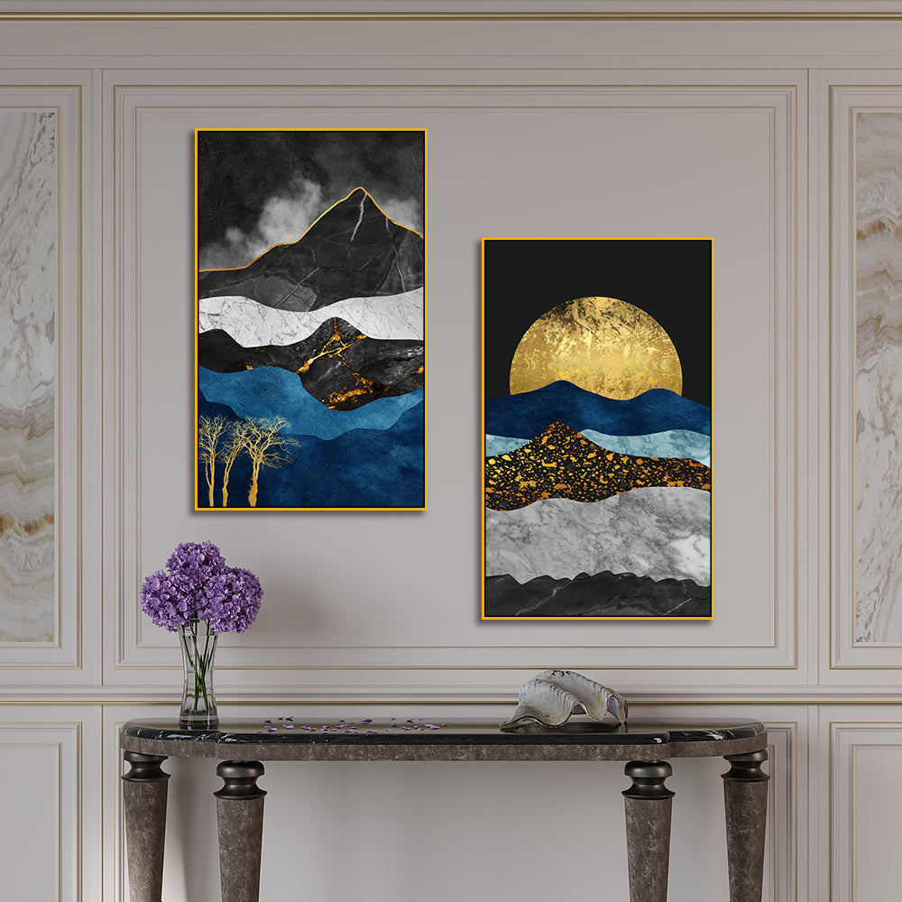 Abstract Mountains Canvas Wall Wall Painting Two Pieces