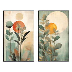 Abstract Boho Floral Modern Stylish Decorative Canvas Painting Two Pieces