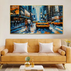 Couple Walking New York Street Canvas Wall Painting Home and Office Wall Décor