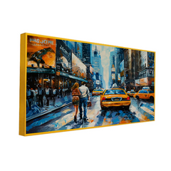 Couple Walking New York Street Canvas Wall Painting Home and Office Wall Décor