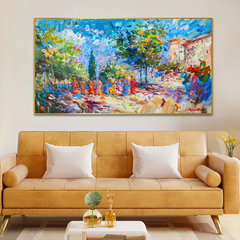 Modern Abstract Canvas Wall Painting with Floating Frame