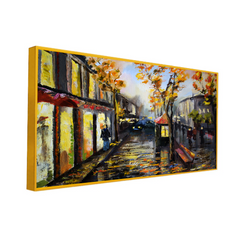 City in Yellow Shade Modern Cityscape Canvas Wall Painting