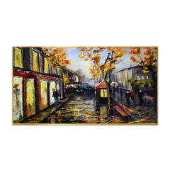 City in Yellow Shade Modern Cityscape Canvas Wall Painting