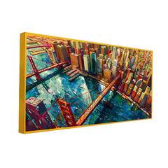 Modern Cityscape Abstract Canvas Painting of Golden Gate Bridge