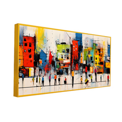 Figurative Community People Movement Concept in the City Canvas Wall Painting