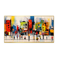 Figurative Community People Movement Concept in the City Canvas Wall Painting