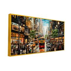 Night Lights Urban Cityscape Canvas Wall Painting with Frame