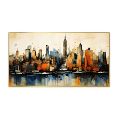 Skyscraper Cityscape Canvas Wall Painting With Floating Frame