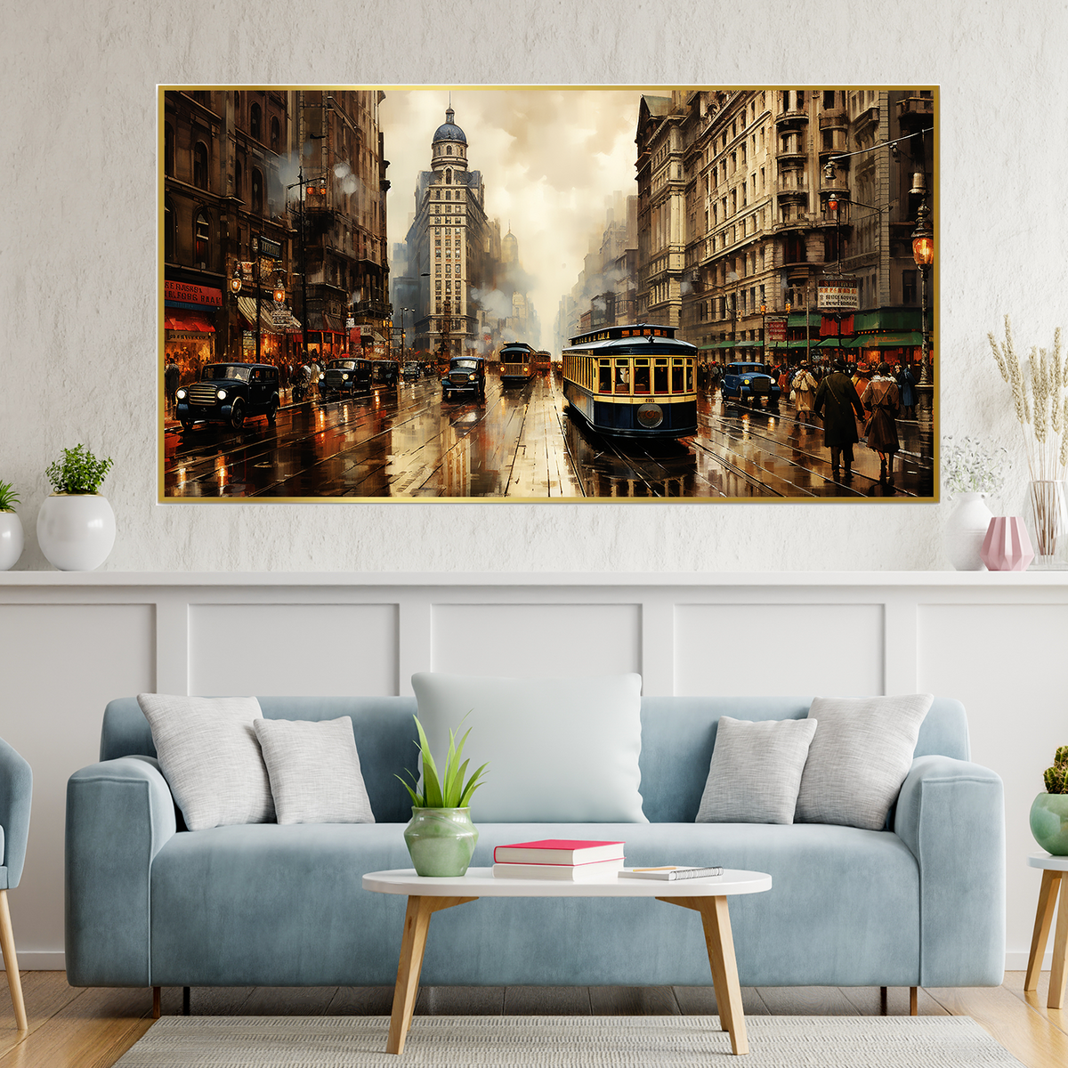 City Reflections Floating Framed Canvas Wall Painting