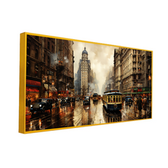 City Reflections Floating Framed Canvas Wall Painting