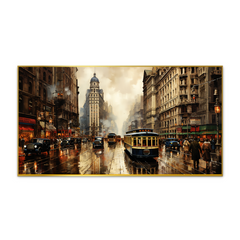 City Reflections Floating Framed Canvas Wall Painting