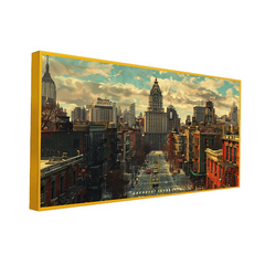 Cityscape Serenity Canvas Wall Painting with Floating Frame