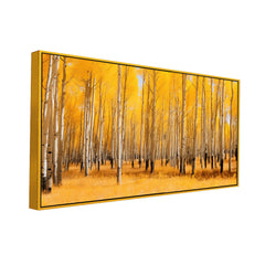 Stunning Birch Trees Yellow Forest Panorama Modern Design Canvas Painting