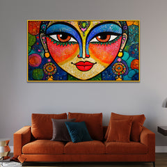 Madhubani Style Mosaic Art Floating Framed Abstract Canvas Wall Painting