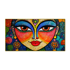 Madhubani Style Mosaic Art Floating Framed Abstract Canvas Wall Painting