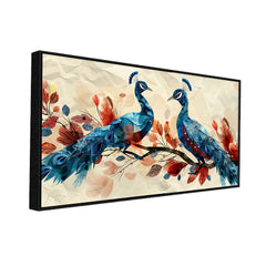 Peacock Pair Vastu Canvas Wall Painting for Home and Office Décor