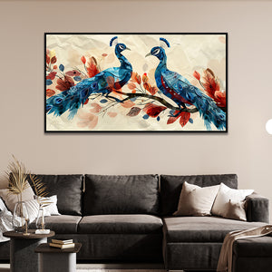 Peacock Pair Vastu Canvas Wall Painting for Home and Office Décor