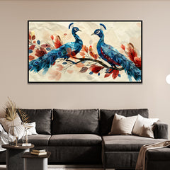 Peacock Pair Vastu Canvas Wall Painting for Home and Office Décor