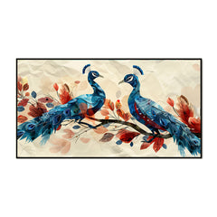 Peacock Pair Vastu Canvas Wall Painting for Home and Office Décor