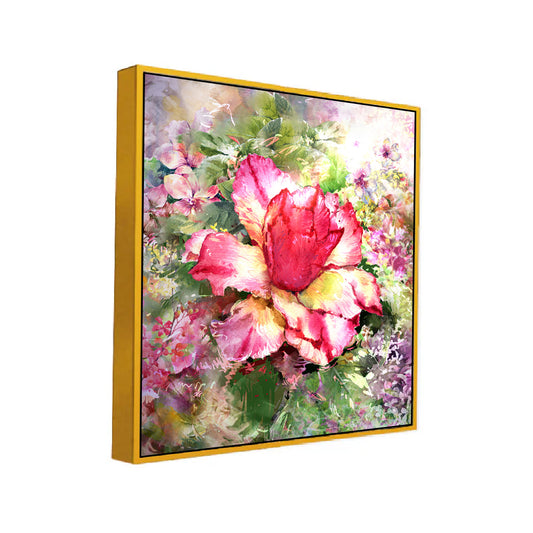 Blossoming Grace Square Floating Framed Floral Canvas Wall Painting