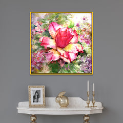 Blossoming Grace Square Floating Framed Floral Canvas Wall Painting