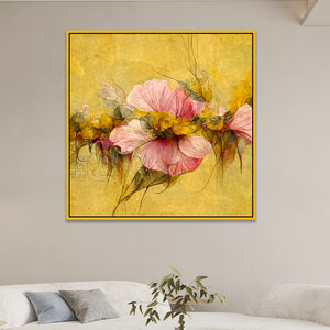Eternal Bloom Luxe Pink Floral Square Canvas Wall Painting