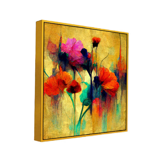 Elegant Abstract Botanical Square Floral Canvas Wall Painting