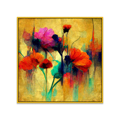 Elegant Abstract Botanical Square Floral Canvas Wall Painting