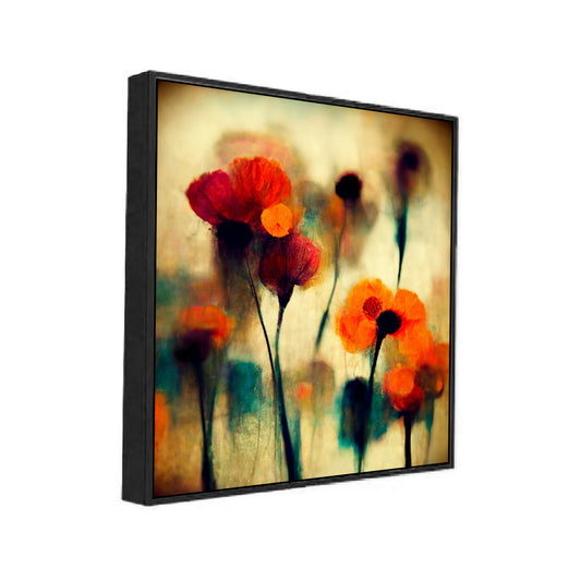 Abstract Modern Square Floral Canvas Wall Painting with Floating Frame