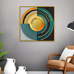 Modern Abstract Geometric 3D Textured Circle Design Canvas Wall Painting