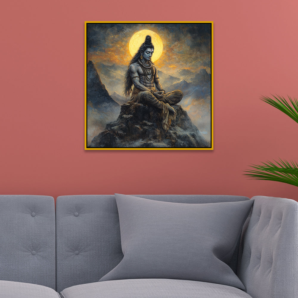 Meditating Lord Shiva Spiritual Canvas Wall Painting