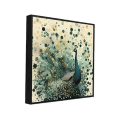 Majestic Peacock Elegant Modern Peacock Canvas Painting with Abstract Feather Pattern