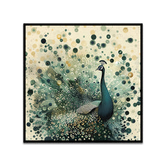 Majestic Peacock Elegant Modern Peacock Canvas Painting with Abstract Feather Pattern