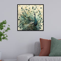 Majestic Peacock Elegant Modern Peacock Canvas Painting with Abstract Feather Pattern