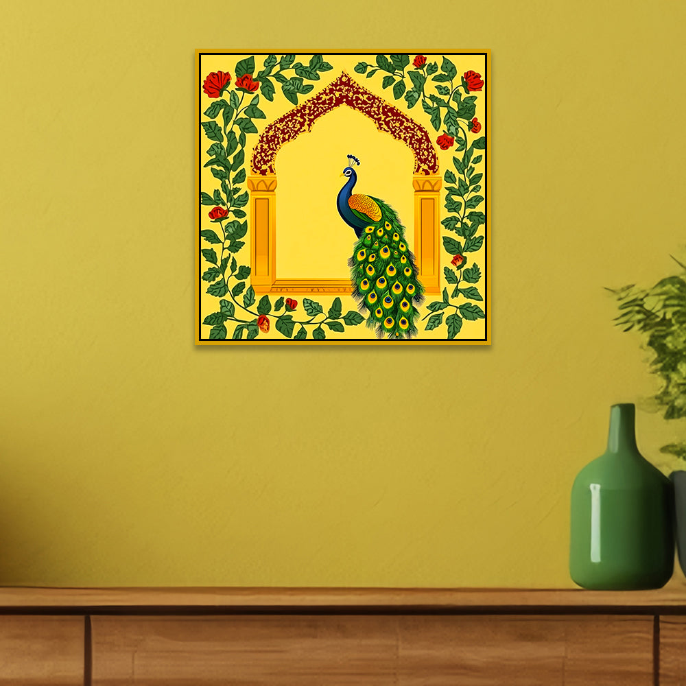 Peacock Traditional Indian Wall Art Canvas Wall Painting