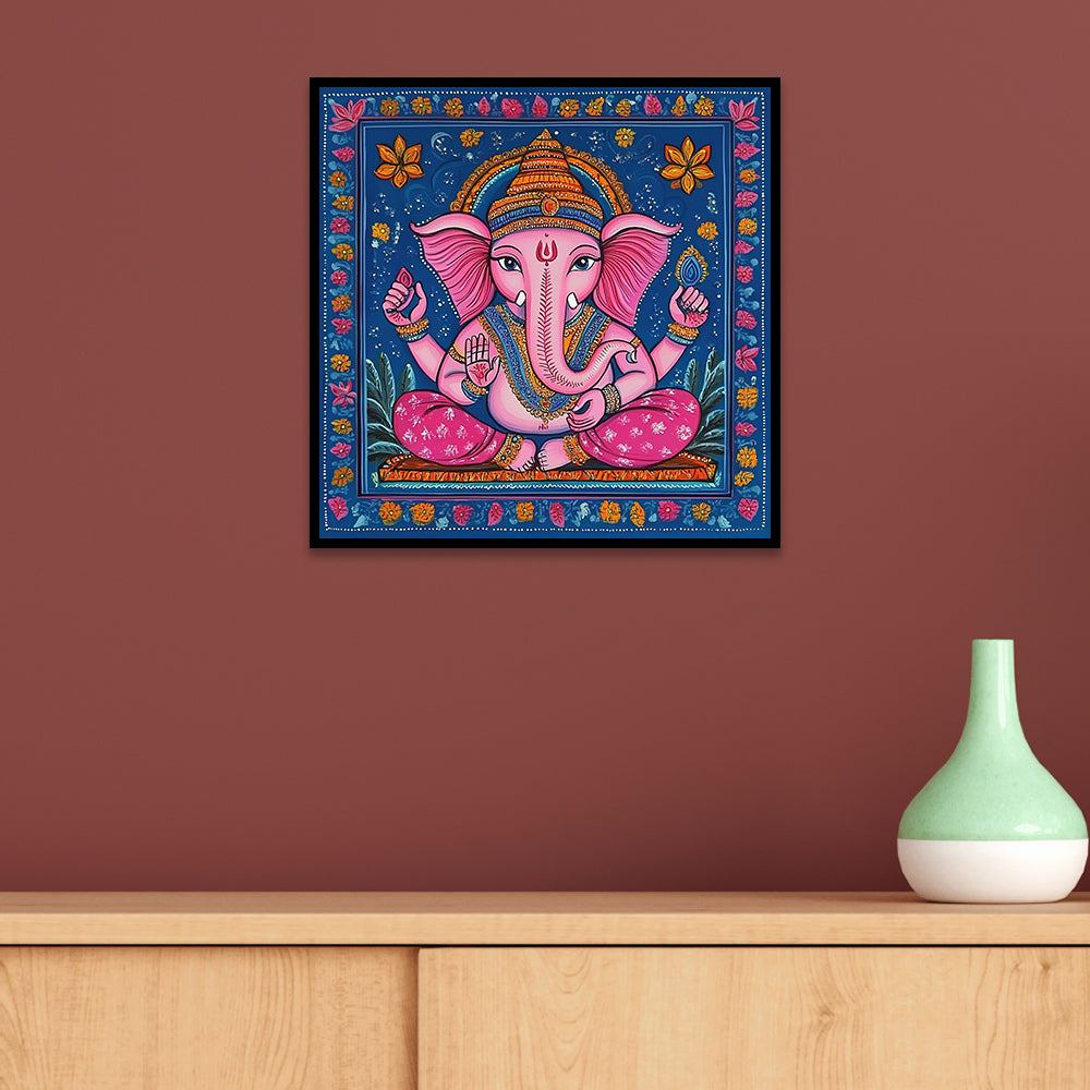 Divine Ganesha Traditional Indian Canvas Wall Painting