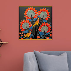 Tribal Folk Art Square Canvas Wall Painting for Home and Office Décor