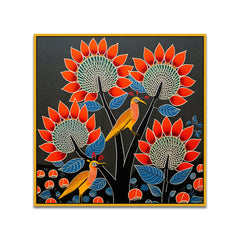 Tribal Folk Art Square Canvas Wall Painting for Home and Office Décor
