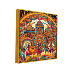Colorful Indian Folk Art Madhubani Canvas Wall Painting