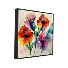 Abstract Multicolor Flower Canvas Wall Painting with Floating Frame