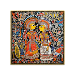 Traditional Indian Madhubani Art Canvas Wall Painting