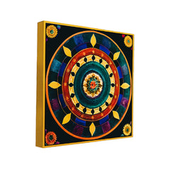 Vibrant Traditional Circular Floral Design Mandala Art Canvas Wall Painting